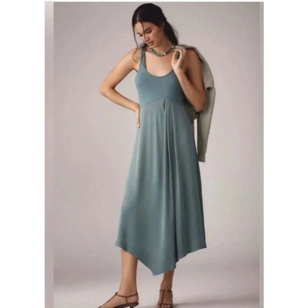 Anthropologie Gemini Twofer Dress Tank Midi Womens Size Medium Green Boho